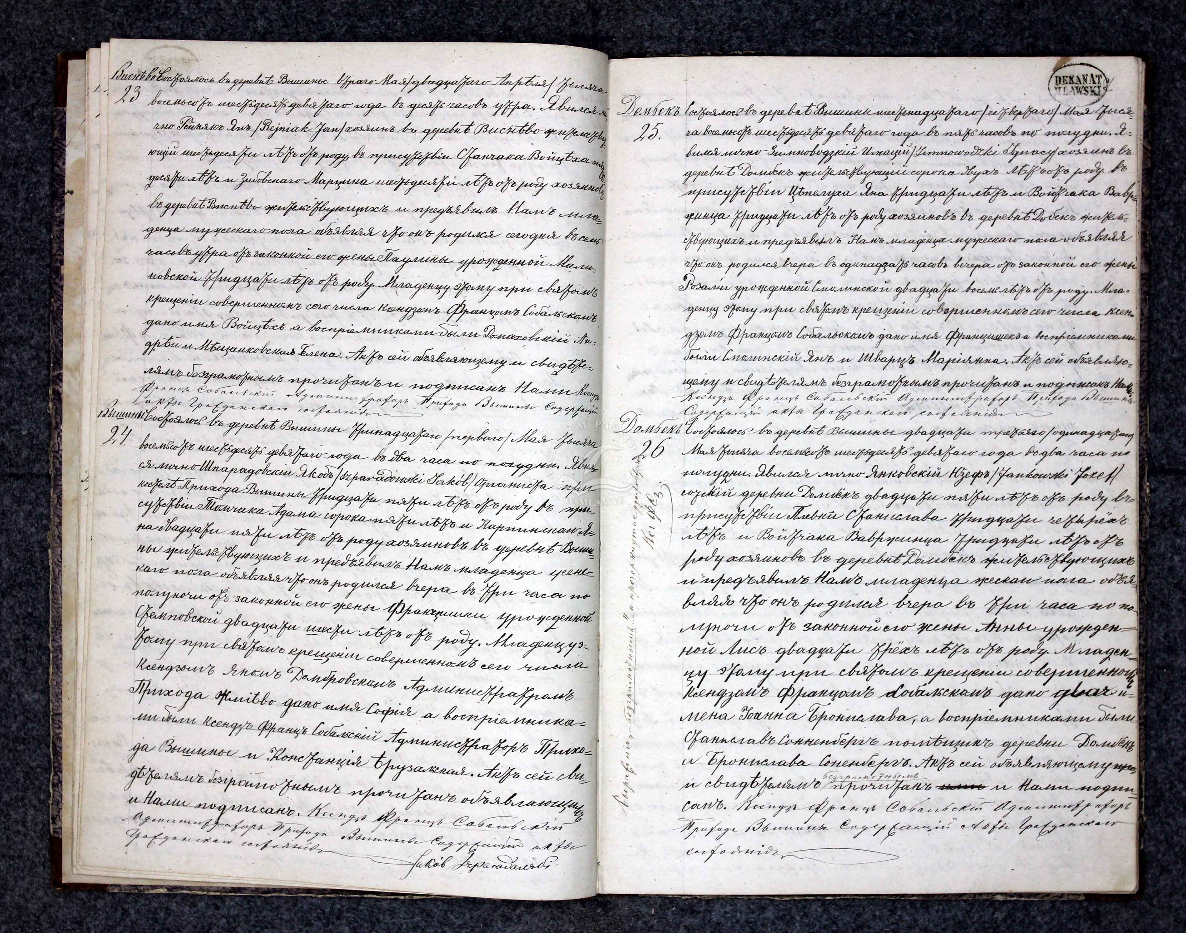 Ato de nascimento de Wojciech Rejniak, 1869